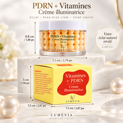 Crème Illuminatrice PDRN + Vitamines – Éclat, Hydratation & Teint Uniforme 100 ml | Lumévia