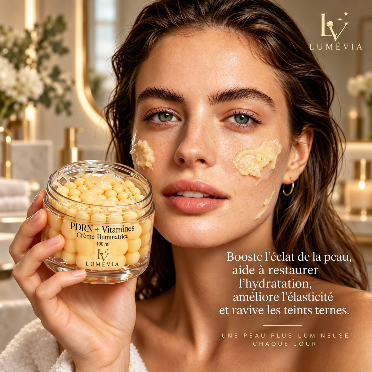 Crème Illuminatrice PDRN + Vitamines – Éclat, Hydratation & Teint Uniforme 100 ml | Lumévia