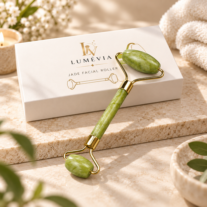 Roller Visage en Pierre de Jade Double Embout – Massage Facial & Rituel Beauté | Lumévia