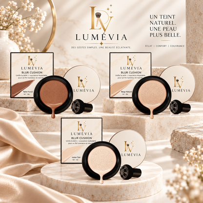 Fond de Teint Cushion Lumineux – Couvrance Modulable & Teint Unifié | Blur Cushion Lumévia