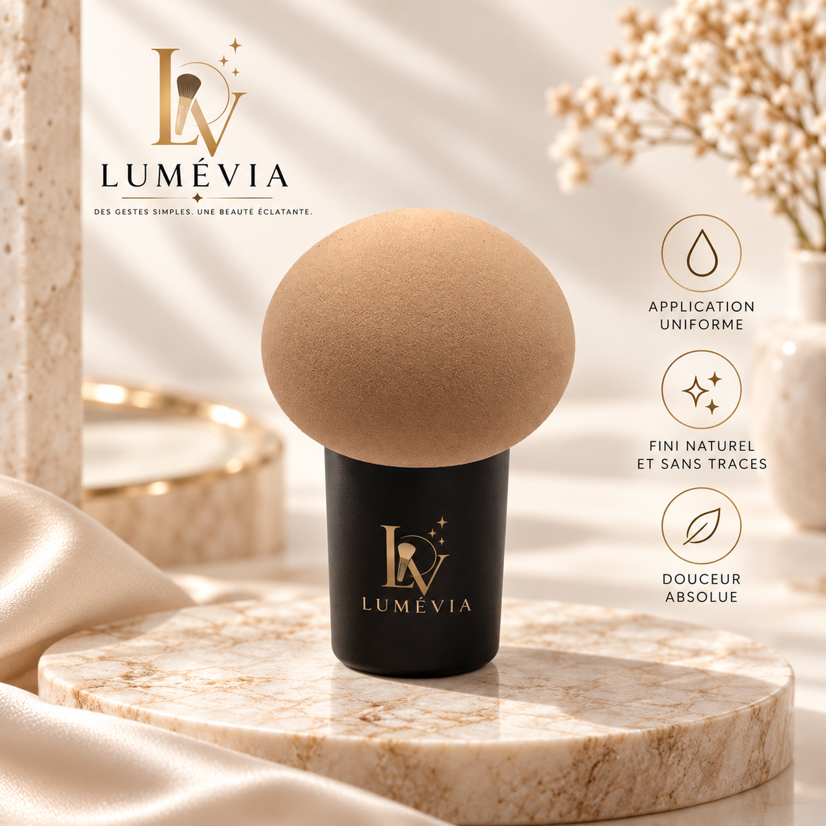 Applicateur Fond de Teint Éponge Champignon – Fini Uniforme & Sans Traces | Lumévia