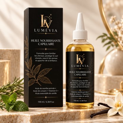 Huile Nourrissante Capillaire au Romarin, Menthe Poivrée & Vitamine E – 100 ml | Lumévia