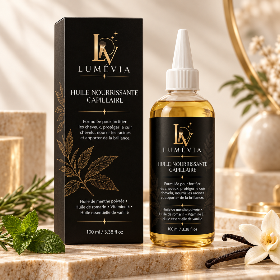 Huile Nourrissante Capillaire au Romarin, Menthe Poivrée & Vitamine E – 100 ml | Lumévia