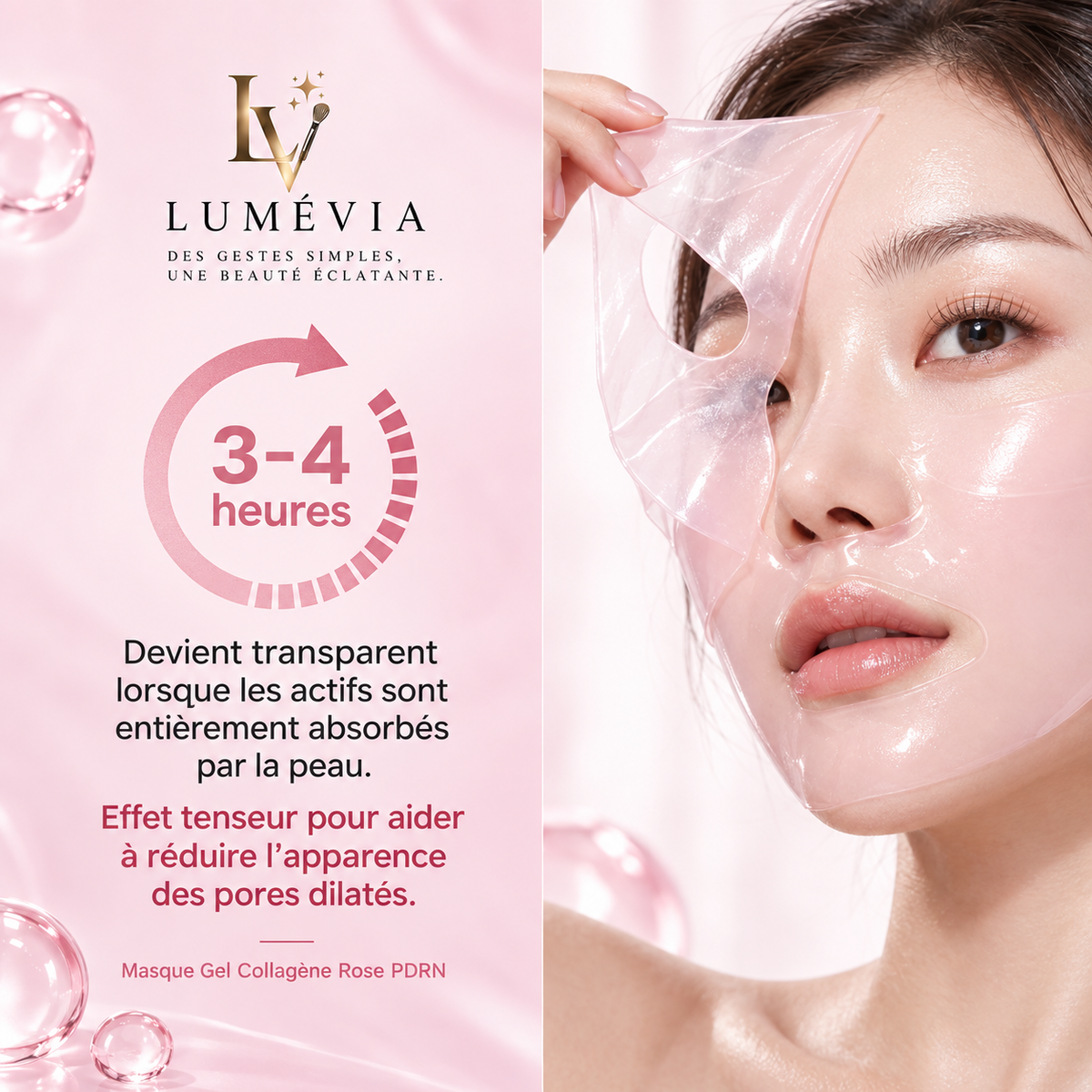 Masque Gel Visage PDRN & Collagène Rose – Hydratation, Éclat & Peau Lissée | Lumévia